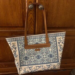 Brighton Blue and White Patterned Tote